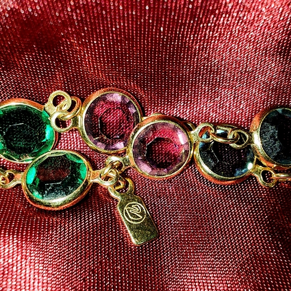 Vintage Swarovski Crystal Bezel Set Gold Tone Necklace - Picture 3 of 6